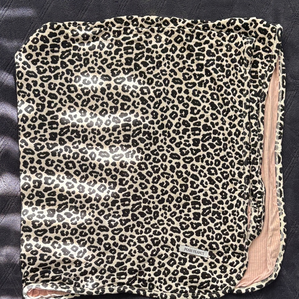 Posh Peanut Black and Cream Leopard Blanket